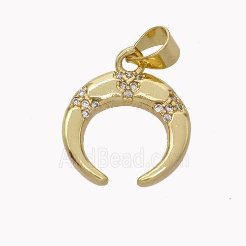 Copper Crescent Pendant Pave Zirconia Gold Plated