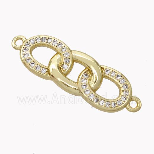 Copper Links Connector Micropave Zirconia Gold Plated