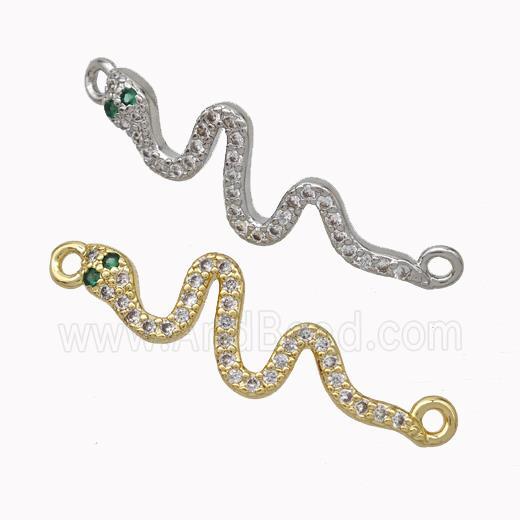 Copper Snake Connector Pave Zirconia Mixed