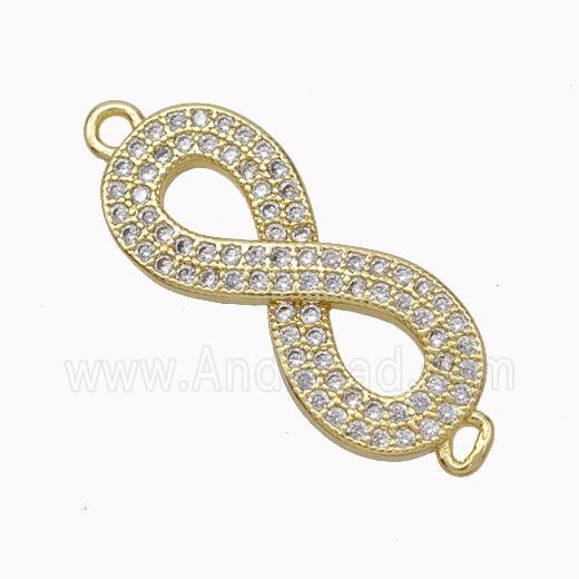 Copper Infinity Connector Micropave Zirconia Gold Plated