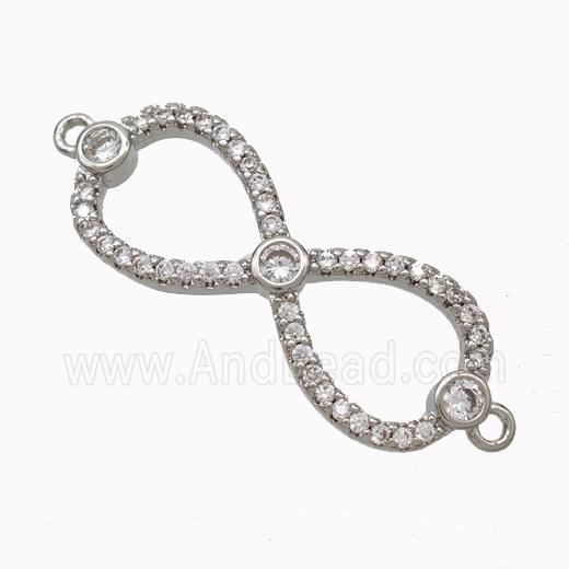 Copper Infinity Connector Micropave Zirconia Platinum Plated