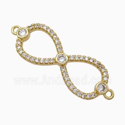 Copper Infinity Connector Micropave Zirconia Gold Plated
