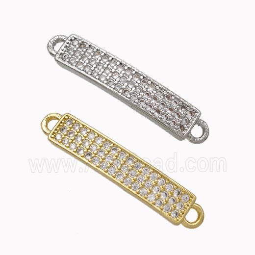 Copper Stick Connector Pave Zirconia Curving Mixed