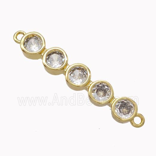 Copper Stick Connector Pave Zirconia Curving Gold Plated