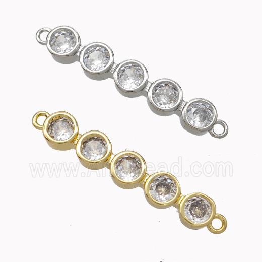 Copper Stick Connector Pave Zirconia Curving Mixed