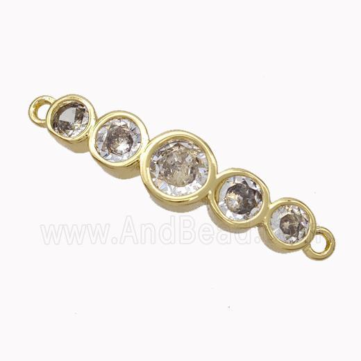 Copper Stick Connector Pave Zirconia Curving Gold Plated