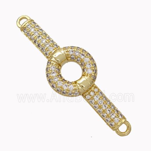 Wristwatch Charms Copper Connector Micropave Zirconia Curving Gold Plated