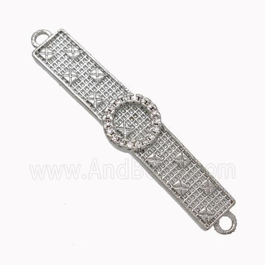 Wristwatch Charms Copper Connector Micropave Zirconia Curving Platinum Plated