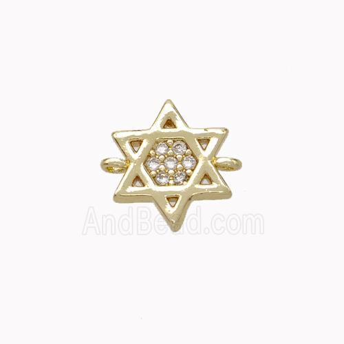 Copper Davidstar Connector Micropave Zirconia Gold Plated