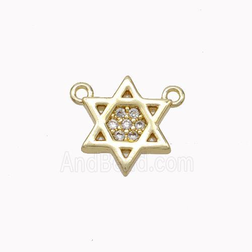 Copper Davidstar Pendant Micropave Zirconia Gold Plated