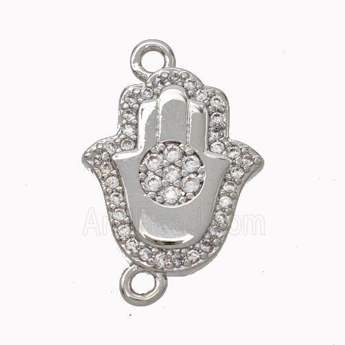 Copper Hamsahand Pendant Micropave Zirconia Platinum Plated