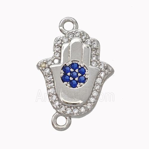 Copper Hamsahand Pendant Micropave Zirconia Platinum Plated