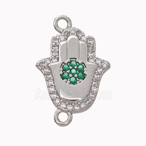 Copper Hamsahand Pendant Micropave Zirconia Platinum Plated