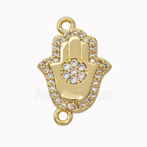 Copper Hamsahand Pendant Micropave Zirconia Gold Plated