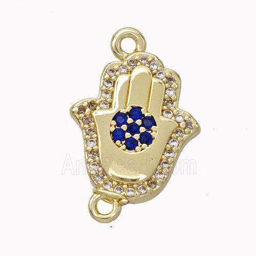 Copper Hamsahand Pendant Micropave Zirconia Gold Plated