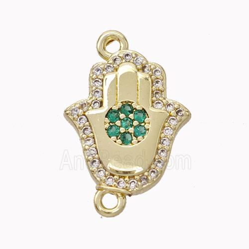 Copper Hamsahand Pendant Micropave Zirconia Gold Plated