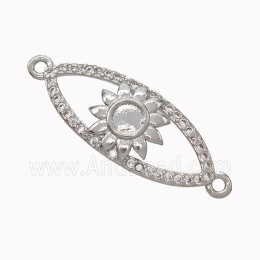 Copper Eye Connector Micropave Zirconia Sunflower Platinum Plated