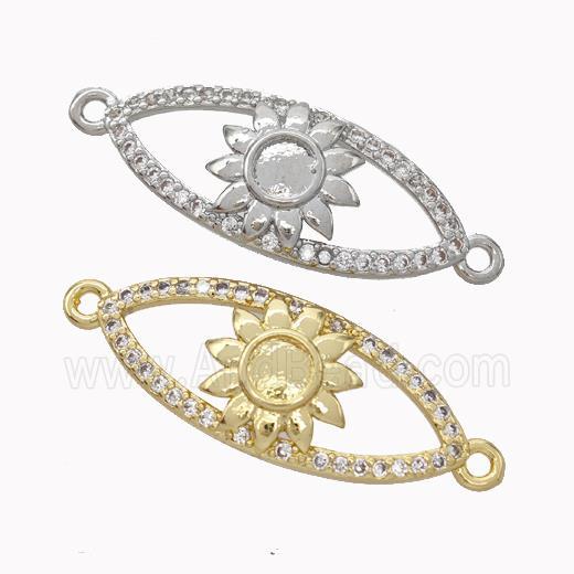 Copper Eye Connector Micropave Zirconia Sunflower Mixed