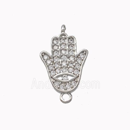 Copper Hamsahand Connector Micropave Zirconia Platinum Plated