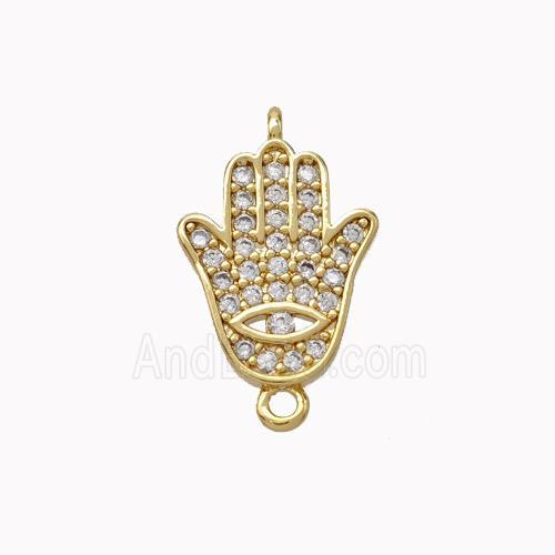 Copper Hamsahand Connector Micropave Zirconia Gold Plated