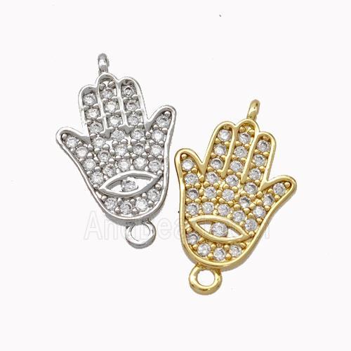 Copper Hamsahand Connector Micropave Zirconia Eye Mixed