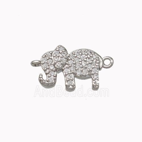 Copper Elephant Connector Micropave Zirconia Platinum Plated
