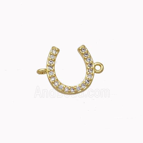 Copper Horseshoe Connector Micropave Zirconia Gold Plated