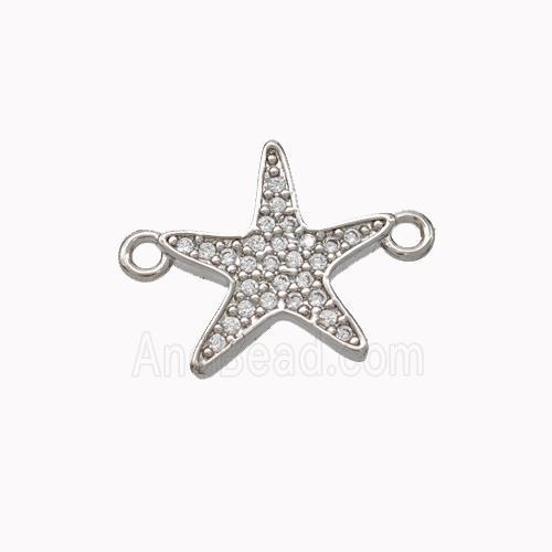 Copper Starfish Connector Micropave Zirconia Platinum Plated