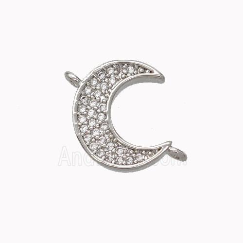 Copper Moon Connector Micropave Zirconia Platinum Plated