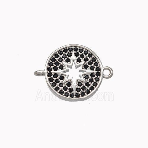 Copper Northstar Connector Micropave Zirconia Circle Platinum Plated