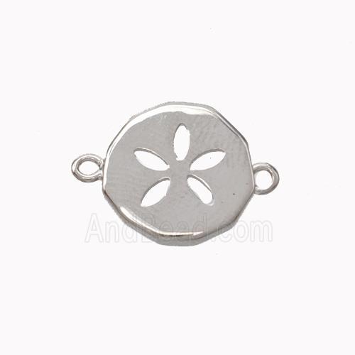 Copper Flower Connector Circle Platinum Plated