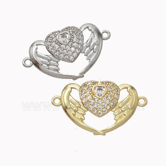 Copper Heart Angelwings Micropave Zirconia Mixed