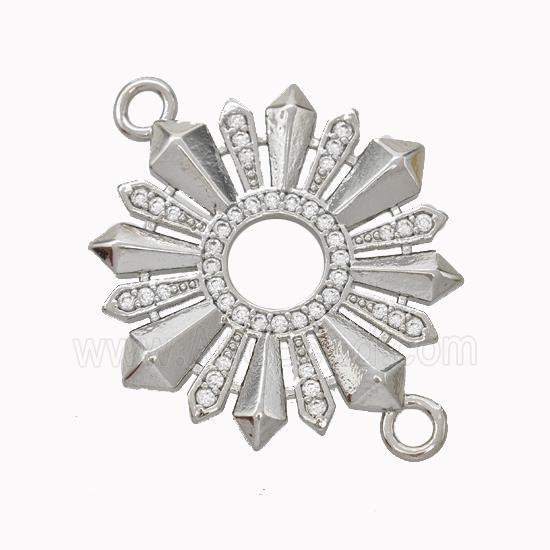 Copper Sunflower Connector Micropave Zirconia Platinum Plated