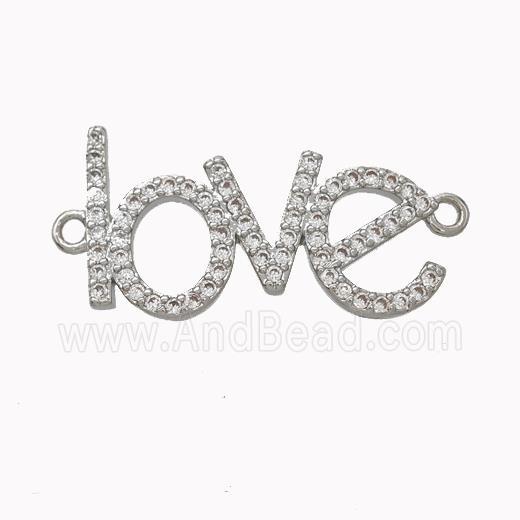 Copper LOVE Connector Micropave Zirconia Platinum Plated