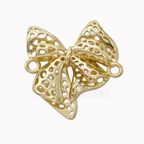 Copper Bowknot Connector Hollow Gold Plated
