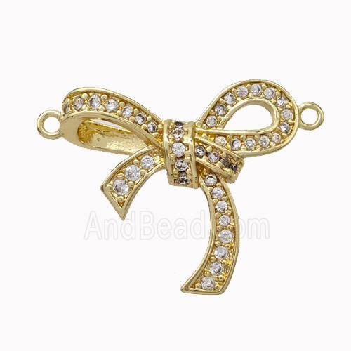 Copper Bowknot Pendant Micropave Zirconia Gold Plated