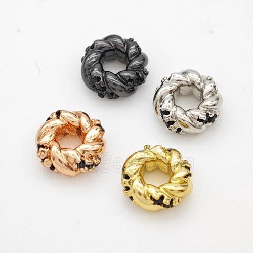 Copper Circle Beads Pave Zirconia Mixed
