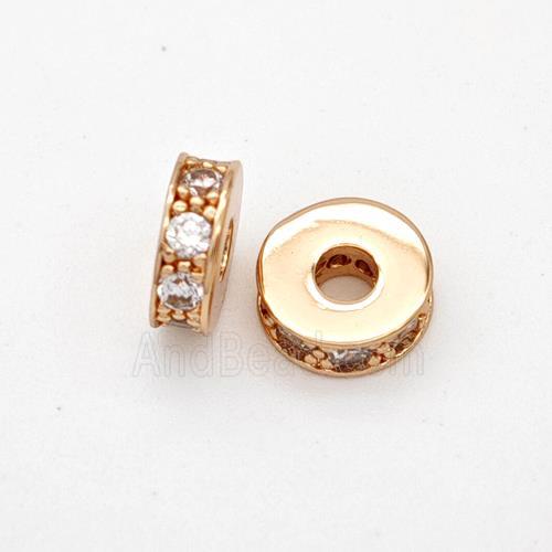 Copper Heishi Spacer Beads Micropave Zirconia Rose Gold