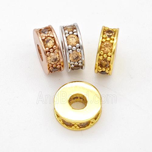 Copper Heishi Spacer Beads Micropave Zirconia Mixed