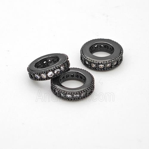 Copper Circle Spacer Beads Micropave Zirconia Large Hole Black Plated