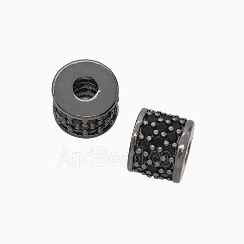 Copper Tube Beads Micropave Zirconia Black Plated