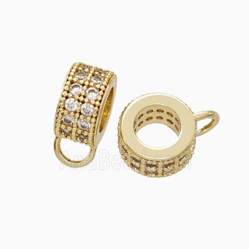 Copper Hanger Bail Micro Pave Zirconia Gold Plated