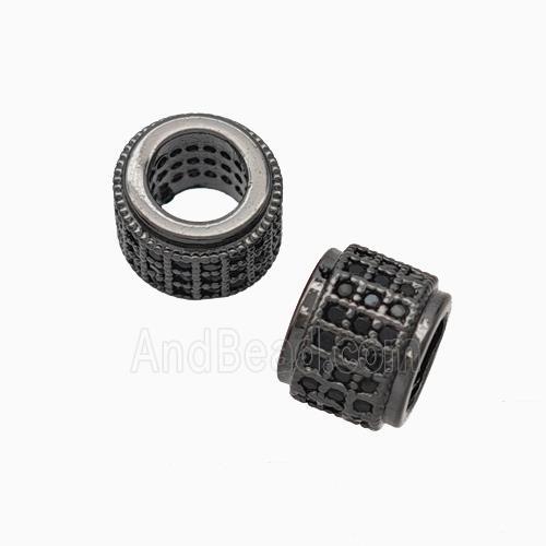 Copper Wheel Beads Pave Zirconia Large Hole Black Plated