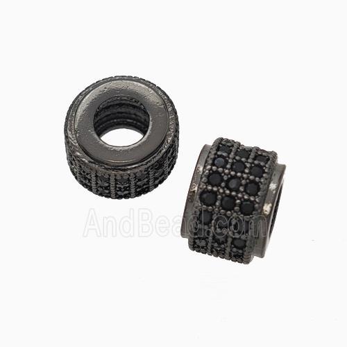 Copper Wheel Beads Pave Zirconia Large Hole Black Plated