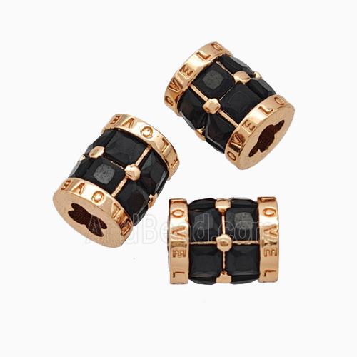 Copper Tube Beads Micropave Zirconia Cross Hole LOVE Rose Gold