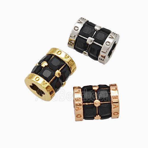 Copper Tube Beads Micropave Zirconia Cross Hole LOVE Mixed