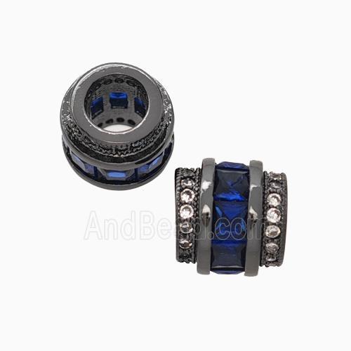 Copper Column Beads Pave Zirconia Large Hole Black Plated