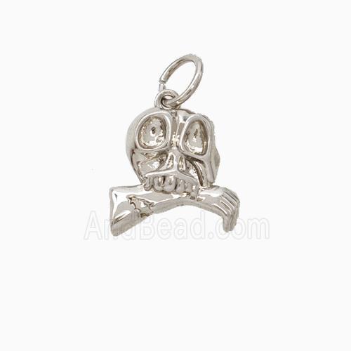 Halloween Zombie Charms Copper Skull Pendant Platinum Plated