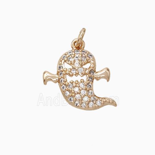 Halloween Ghost Charms Copper Pendant Pave Zirconia Rose Gold