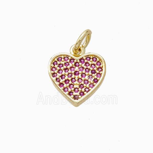 Copper Heart Pendant Micropave Zirconia Gold Plated